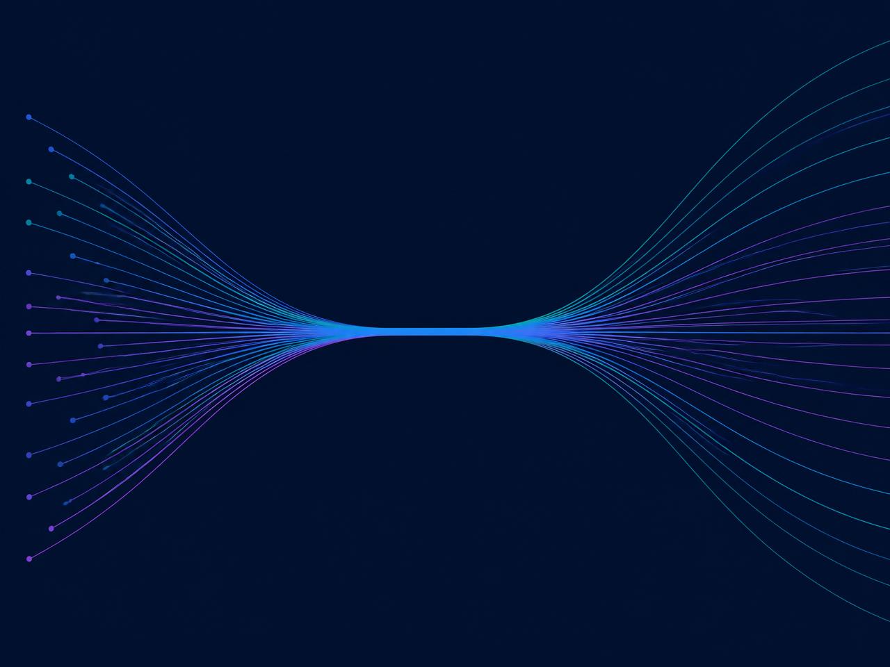 Many supplier lines converging into one channel and reaching outward